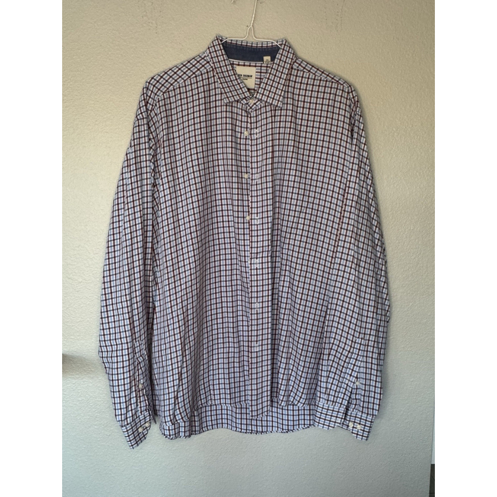 Ben Sherman Button Down Shirt Mens XXL Blue Red Plaid Check Long Sleeve